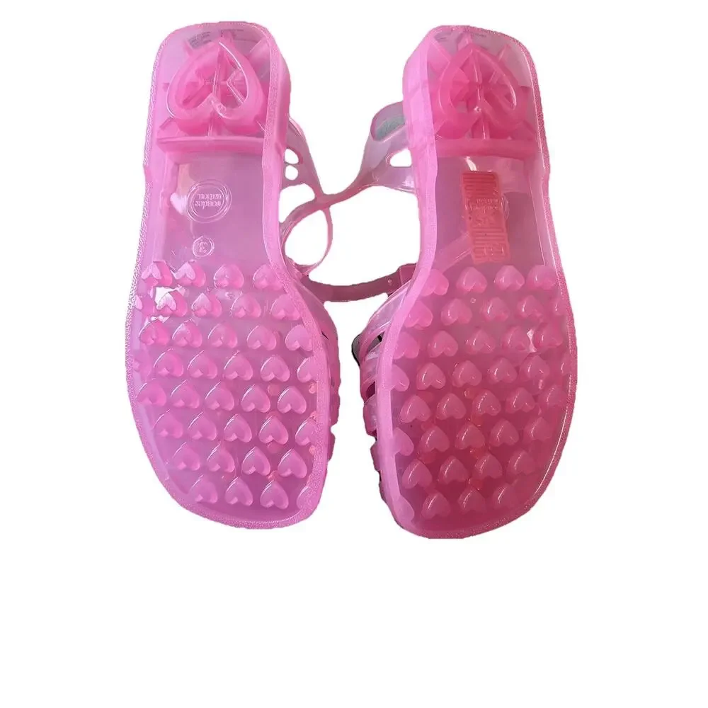 Wonder Nation Girls Pink Crystal Jelly Sandals Fisherman Shoes NWT Kid Size 3